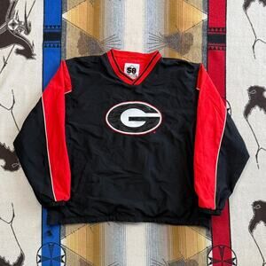 Vintage University of Georgia Bulldogs Pullover Windbreaker Mens XL Embroidered